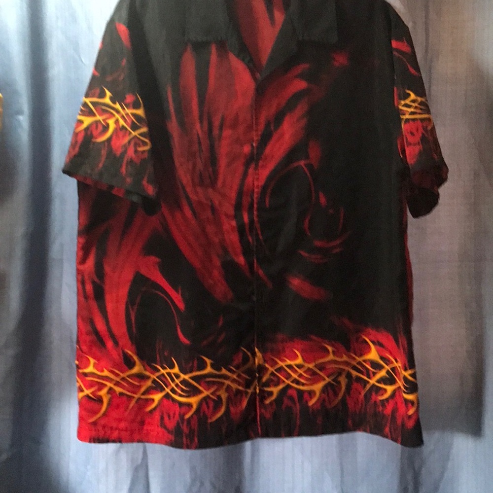 C-two Large mens flame button shirt